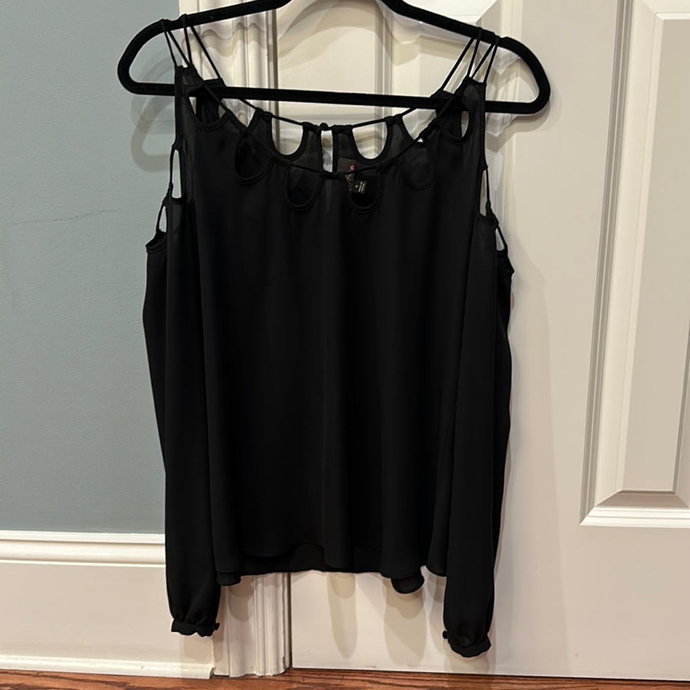 Beautiful black cold shoulder shirt with cut outs